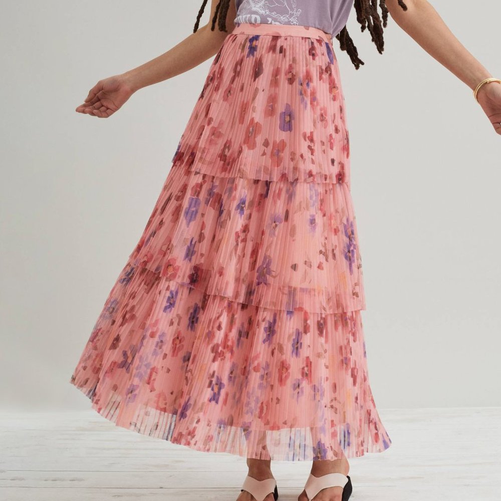 HTF Anthropologie Tomasa Pleated Tulle Midi Skirt - Picture 2 of 8